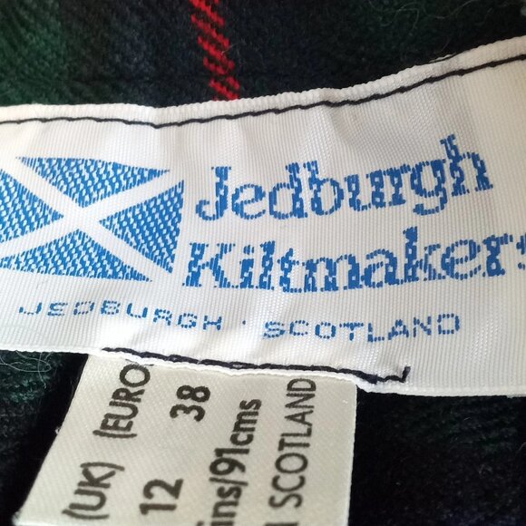 Vintage Green Wool Kilt From Jedburgh Scotland Size 12 - Picture 4 of 7